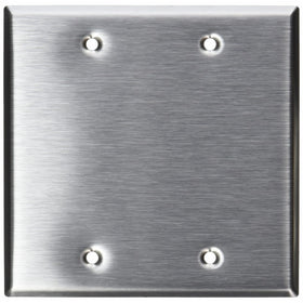 Leviton 84025 2-Gang No Device Blank Wallplate, Standard Size, Box Mount, Stainless Steel