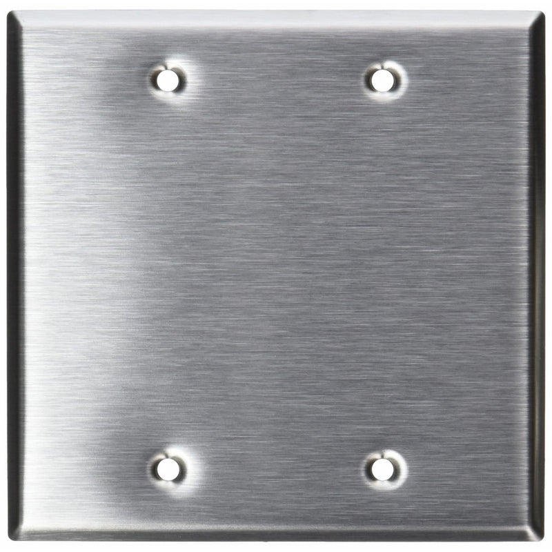 Leviton 84025 2-Gang No Device Blank Wallplate, Standard Size, Box Mount, Stainless Steel