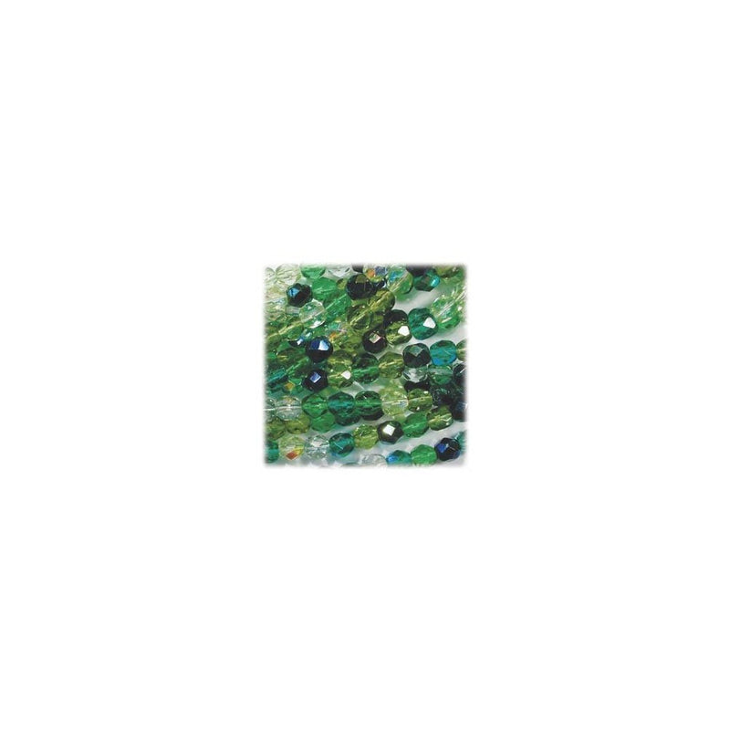 Czech Fire Polish Glass Beads 8mm Round EVER GREEN Mix (50 Beads)