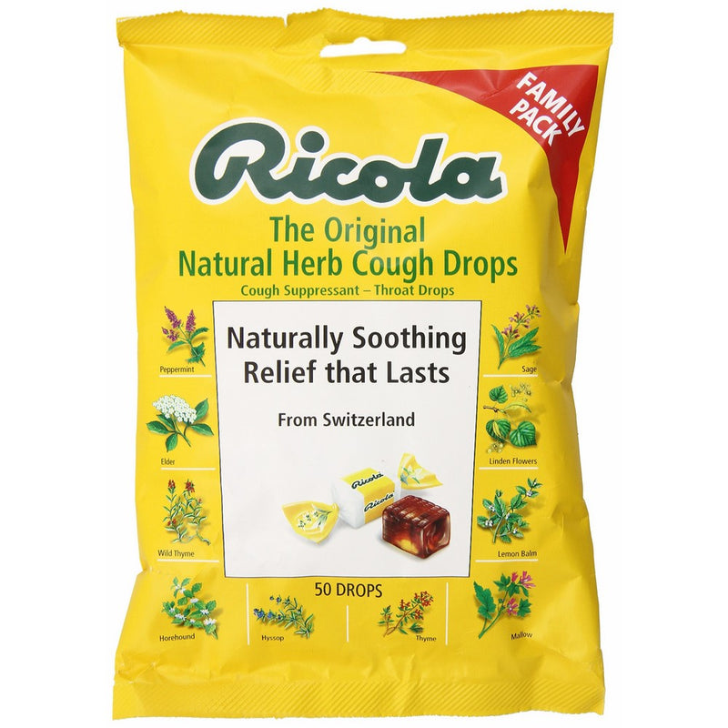 Ricola Big Bag Original Natural Herb Cough Drops, 50-Count Bags (Pack of 12)