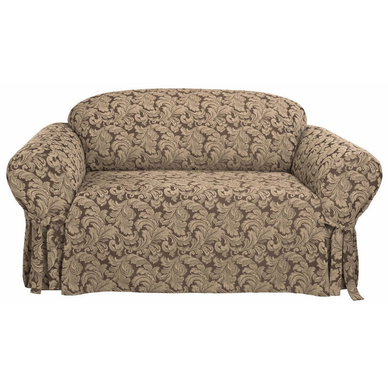 Sure Fit Scroll 1-Piece - Sofa Slipcover- Brown (SF36217)