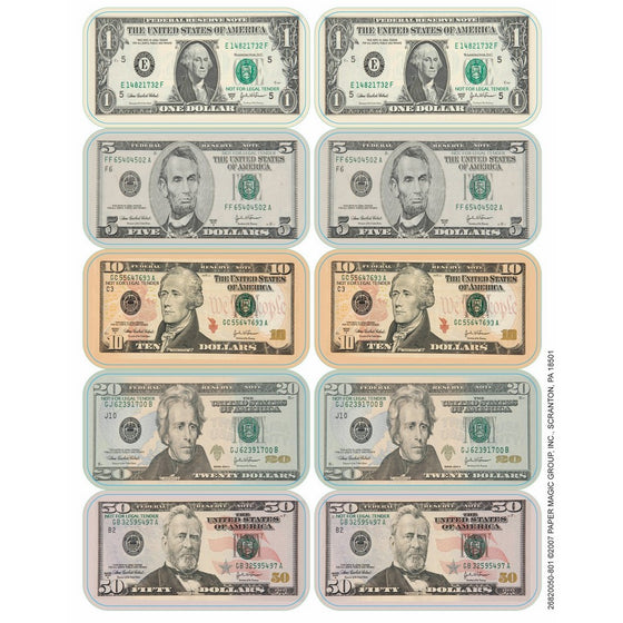 Eureka Banner Stickers, Paper Currency, Package of 80 (682005)