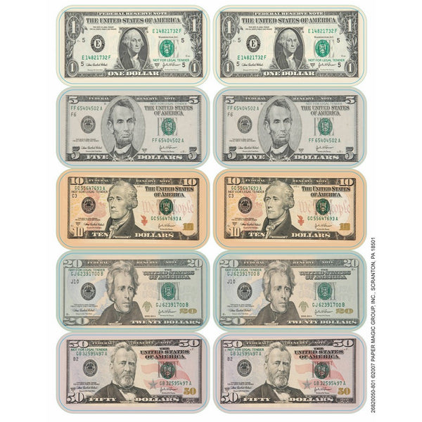 Eureka Banner Stickers, Paper Currency, Package of 80 (682005)