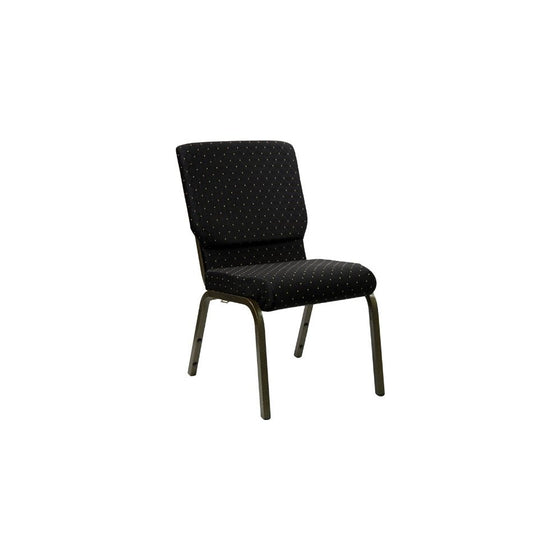 Flash Furniture HERCULES Series 18.5''W Stacking Church Chair in Black Dot Patterned Fabric - Gold Vein Frame