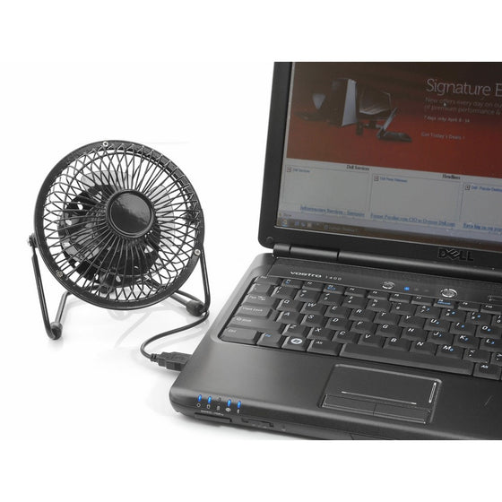 TechTools RF-0410BLK Retro Desktop Fan with USB Cord, Black