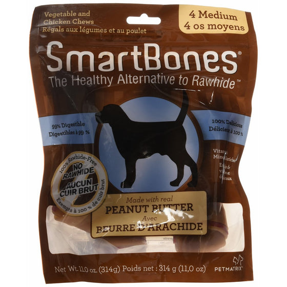 SmartBones Rawhide-Free Dog Chews, Made With Real Peanut Butter