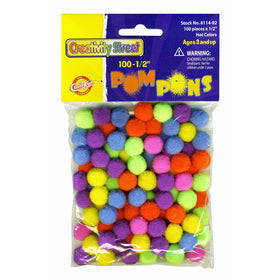 Creativity Street Hot Colors Pom Pons, 0.5-Inch, 100-Pack (AC8114-02)