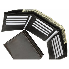 Leather Marshal Tri-fold Mens Wallet Black #553