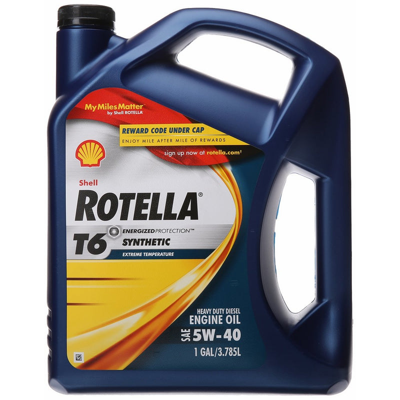 Shell Rotella T6 Full Synthetic Heavy Duty Engine Diesel Oil 5W-40, 1 Gallon