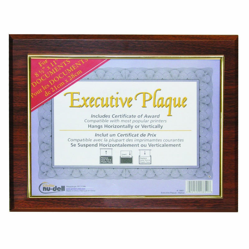 NuDell 13 x 10.5 Inches Prestige Executive Award Plaque, Walnut (18851M)