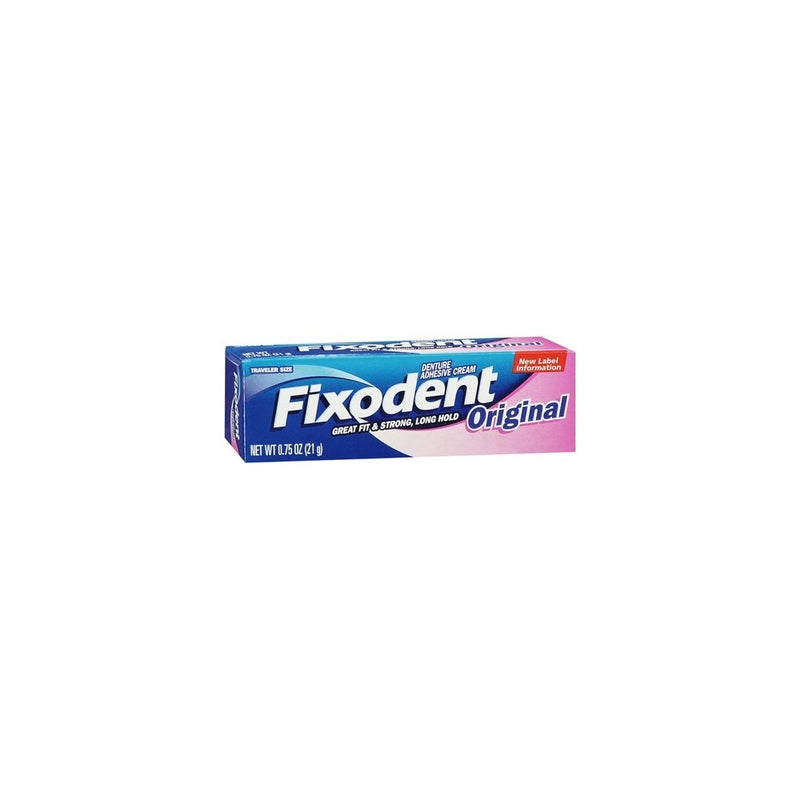 Fixodent Denture Adhesive Cream, Original, Strong and Hold 0.75 Oz/21 G Travel Size by Fixodent