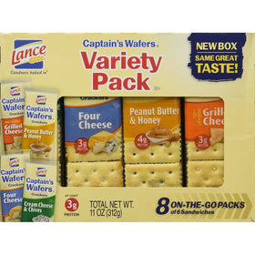 Lance, Captain's Wafer Crackers, Variety Pack, 11oz Tray (Pack of 3)