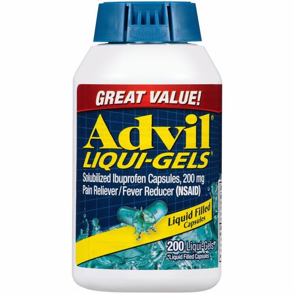 Advil Liqui-Gels (200 Count) Pain Reliever/Fever Reducer Liquid Filled Capsule, 200mg Ibuprofen, Temporary Pain Relief