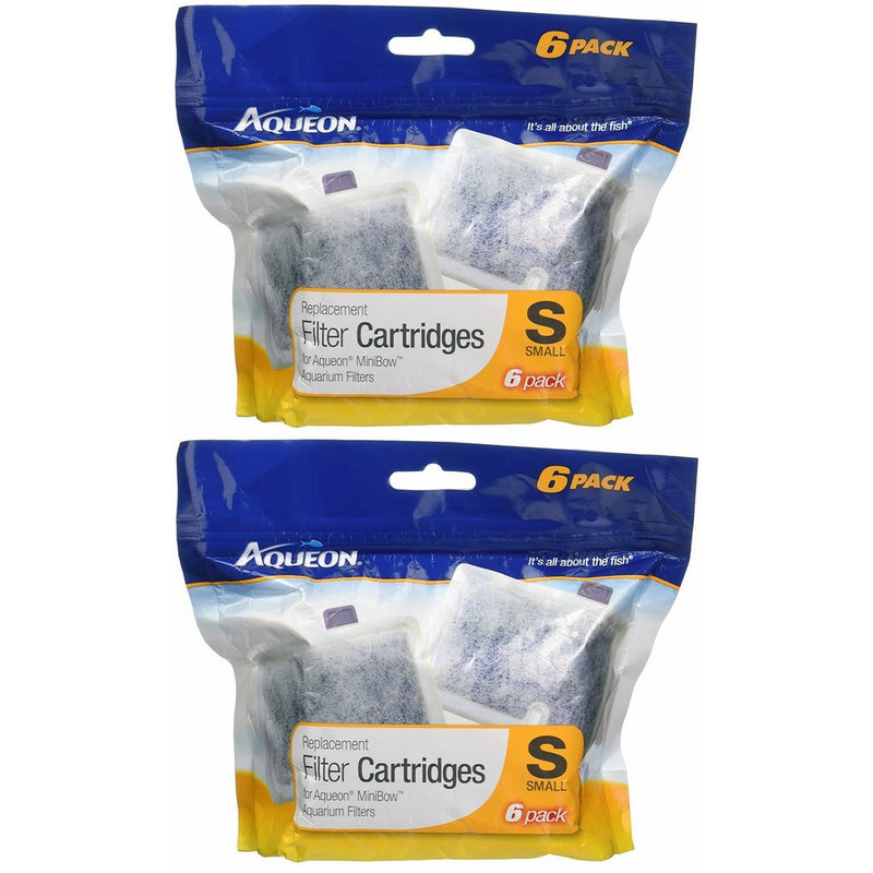 Aqueon (2 Pack) Minibow Replacement Filter Cartridge Size Small (6 Cartridges Per Pack/12 Total)