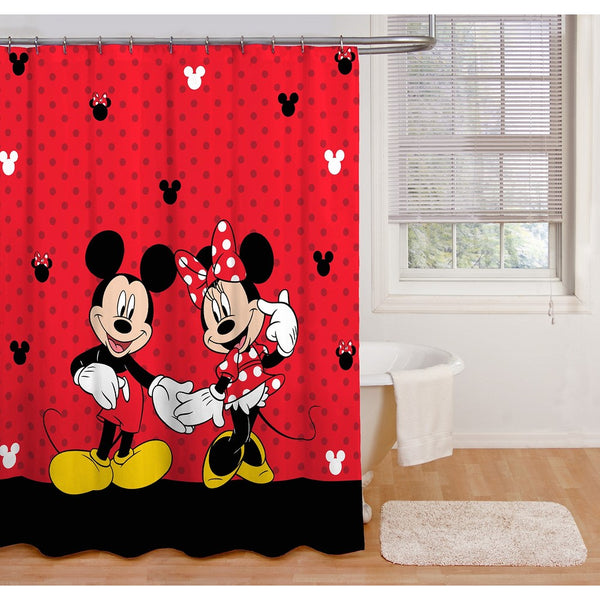 Disney Mickey Mouse and Minnie Mouse 70" x 72"Fabric Shower Curtain