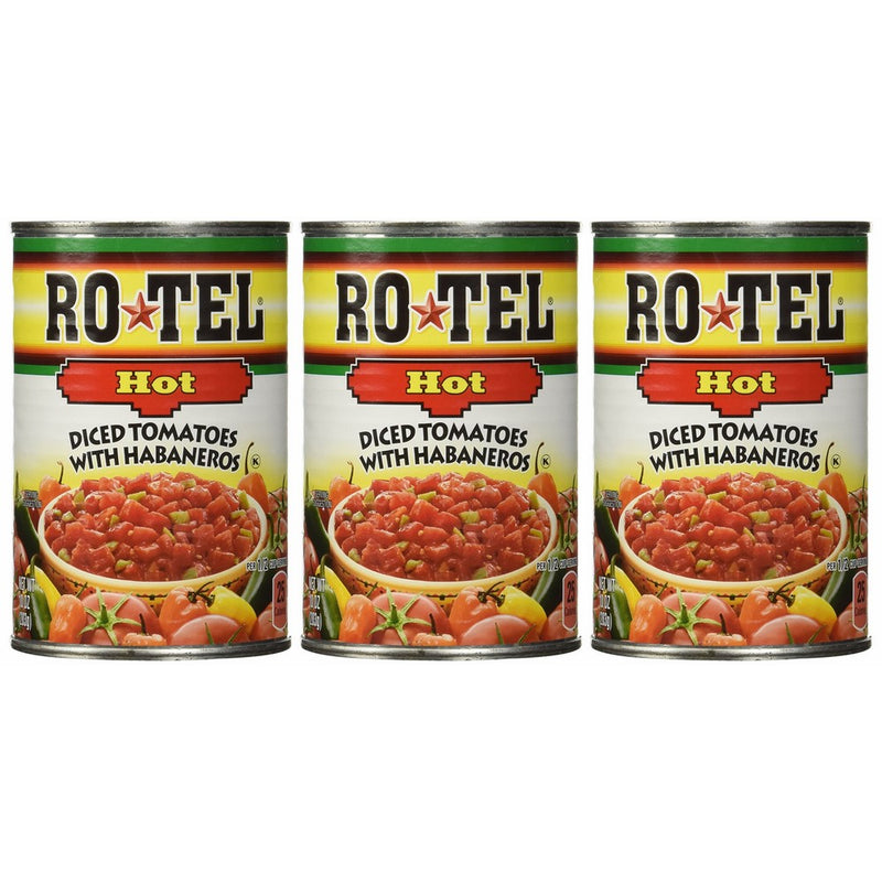 Ro-Tel HOT Diced Tomatoes with Habaneros 10 oz ( 3 Pack)