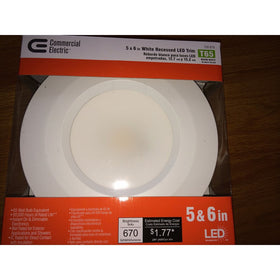 New Commercial Electric T65 (Model # CER6730AWH27) 5 in. and 6 in. White Recessed LED Trim, 90 CRI, 2700K