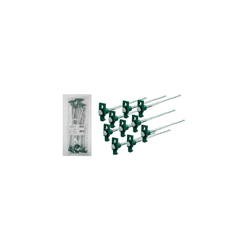 SE 9NRC10 Set of 10 Galvanized Non-Rust Heavy Duty Metal Tent Pegs Stakes with Green Stopper