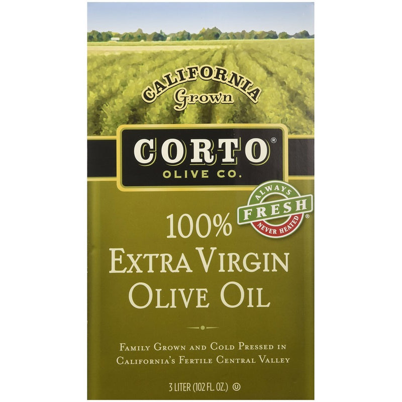 Corto Extra Virgin Olive Oil From California, (3 Liter Fresh Sealed Bag in Box)