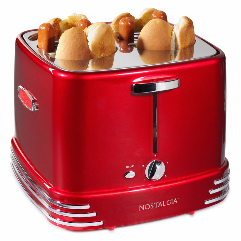 Nostalgia RHDT800RETRORED Four Pop-Up Hot Dog Toaster