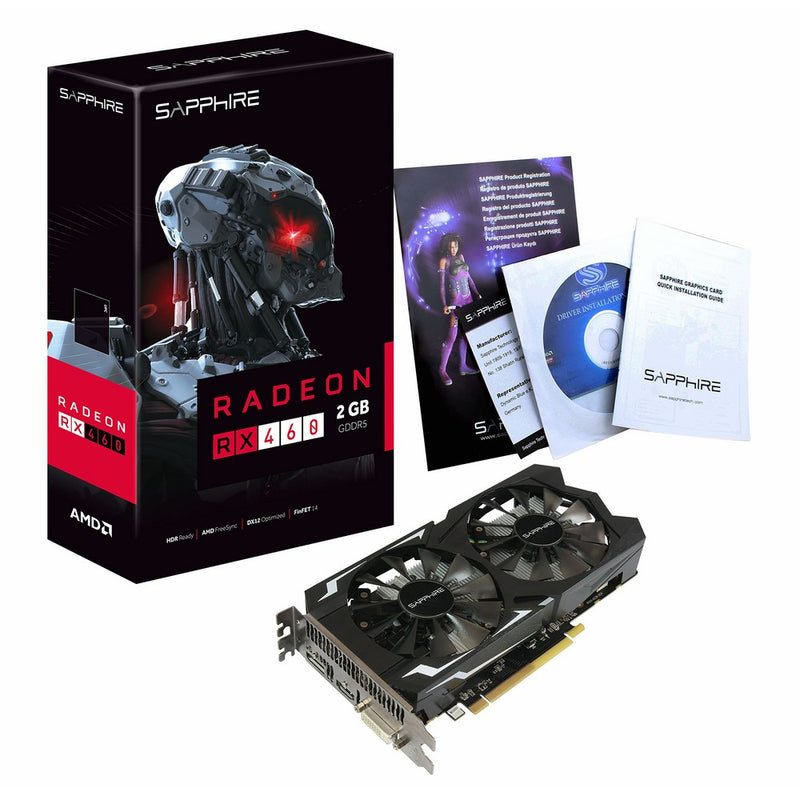 Sapphire Radeon Rx 460 2GB GDDR5 HDMI / DVI-D / DP OC (UEFI) PCI-E Graphics Card Graphics Cards 11257-00-20G