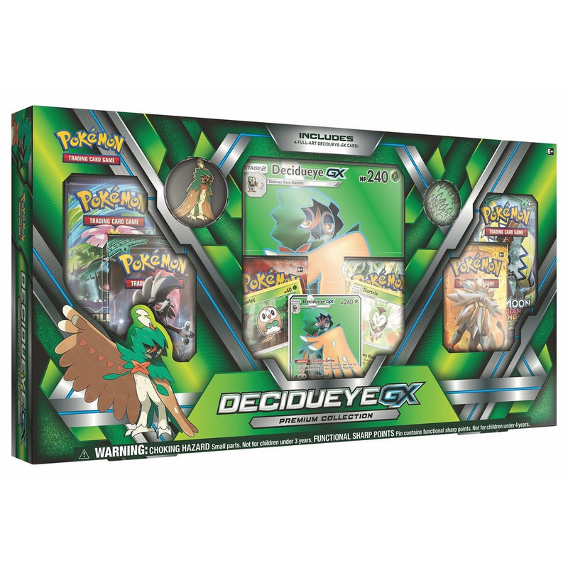 Pokemon TCG: Sun & Moon Guardians Rising Decidueye-GX Premium Collection Box | Features Exclusive Decidueye-GX Foil, Oversized Holofoil, Collector's Pin, Metallic Coin Plus 6 Booster Packs & More!