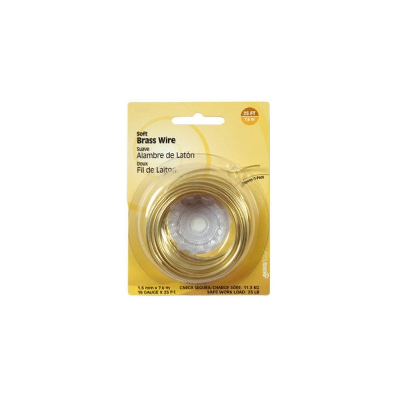 The Hillman Group 123120 28 Gauge Brass Wire with 75-Feet Dispenser Pack