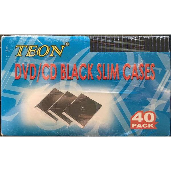 Teon DVD/CD Black Slim Cases, 40 Pack