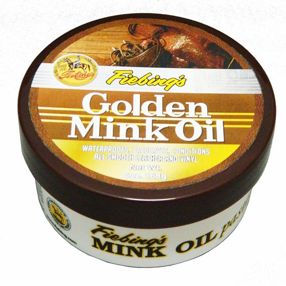 Fiebing's Golden Mink Oil Leather Preserver, 6 oz - Waterproofs, Preserves and Conditions Leather and Vinyl