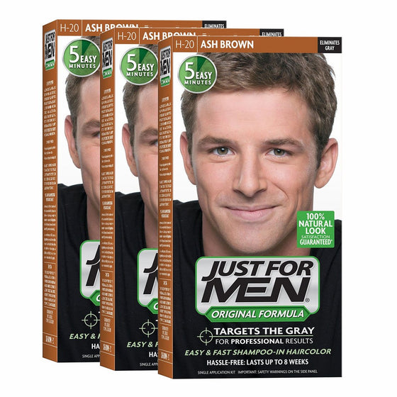 Just For Men Original Formula Men's Hair Color, Ash Brown (Pack of 3)