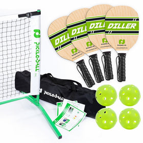 Pickle-Ball Inc. Pickleball Diller Tournament Net Set (Set Includes Metal Frame  Net  4 paddles  4 balls  Rules Sheet in Carry Bag)