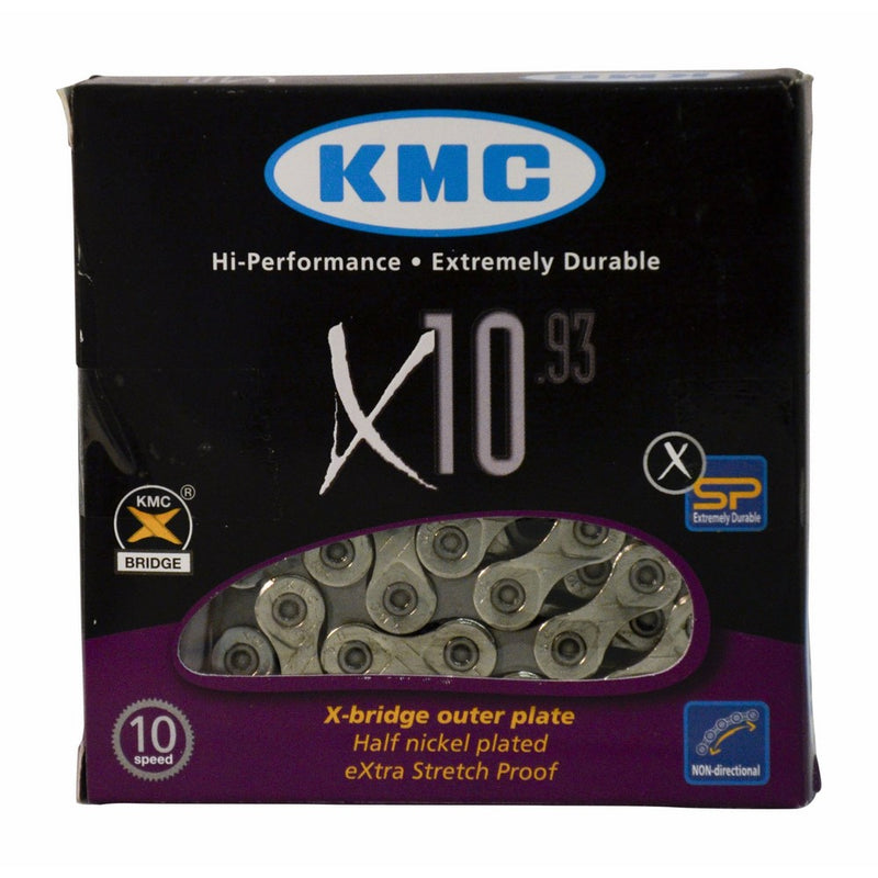 KMC X10.93, Nickel Plated 116 Link 10 Speed Chain