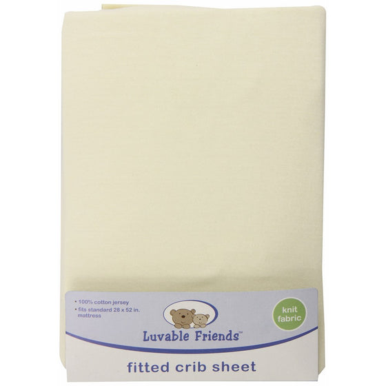 Luvable Friends Fitted Knit Crib Sheet, Ecru