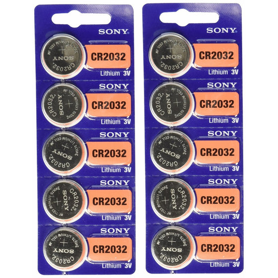 Sony CR2032 Lithium 3V Batteries (2 x Pack of 5)