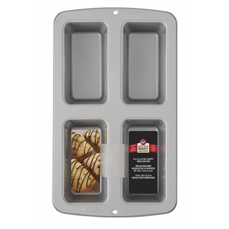 Wilton Recipe Right Non-Stick Mini Loaf Pan, 4-Cavity