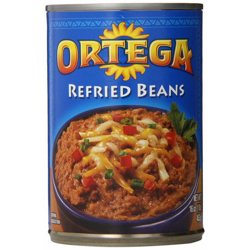 Ortega Refried Beans, Traditional, 16 Ounce (Pack of 12)