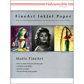Hahnemuhle Matte German Etching, 100% TCF Pulp, Natural White Watercolor Inkjet Paper, 19.6 mil., 310 g/mA, 8.5x11", 25 Sheets