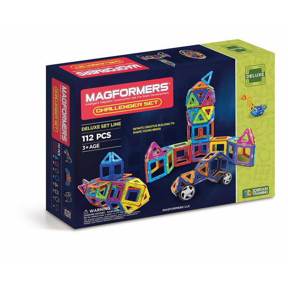 Magformers Challenger Set (112-pieces) Deluxe Magnetic Building Blocks, Educational Magnetic Tiles Kit, Magnetic Construction shapes STEM Toy Set