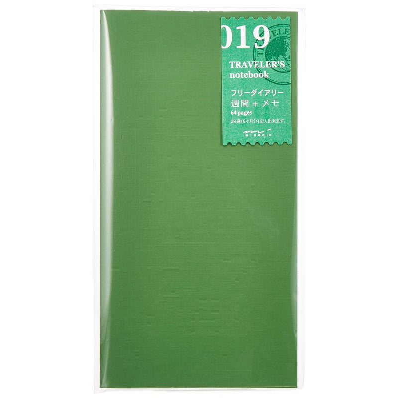 1 X Midori Traveler's Notebook (Refill 019) Free Diary Weekly and Memo (28 Weeks)