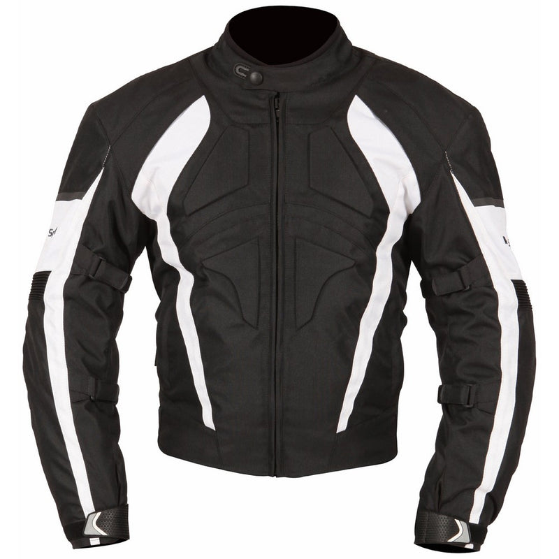 Milano Sport Gamma Motorcycle Jacket with White Accent (Black, Large)