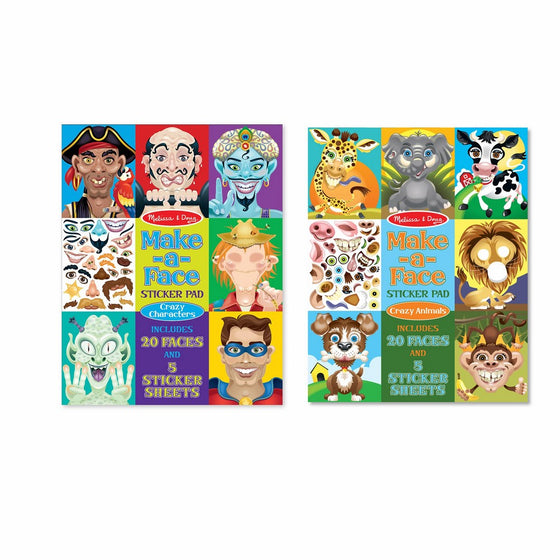 Melissa & Doug Make a Face Sticker Pad Set - Crazy Characters and Crazy Animals