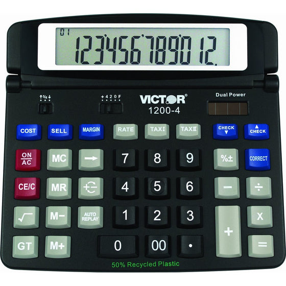 Victor 1200-4 12 Digit Professional Desktop Calculator, Black