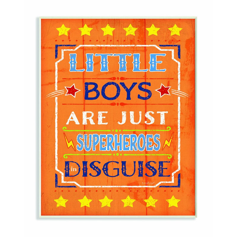 Stupell Home Décor Little Boys Are Just Superheroes In Disguise Textual Art Wall Plaque, 11 x 0.5 x 15, Proudly Made in USA