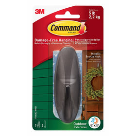 Command Outdoor Designer Hook, Large, Metallic Bronze, 1-Hook (17083BZ-AWES)