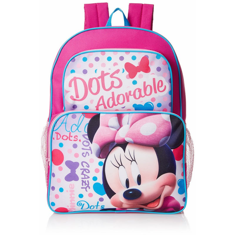 Disney Little Girls Minnie Mouse Two Pocket Backpack, Pink, One Size