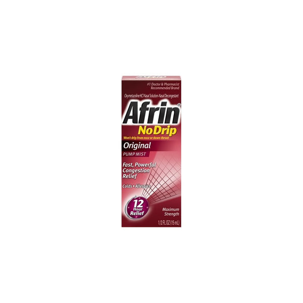 Afrin 12 Hour Relief No Drip Pump Mist, Original, 0.5 fl. oz, pack of 2