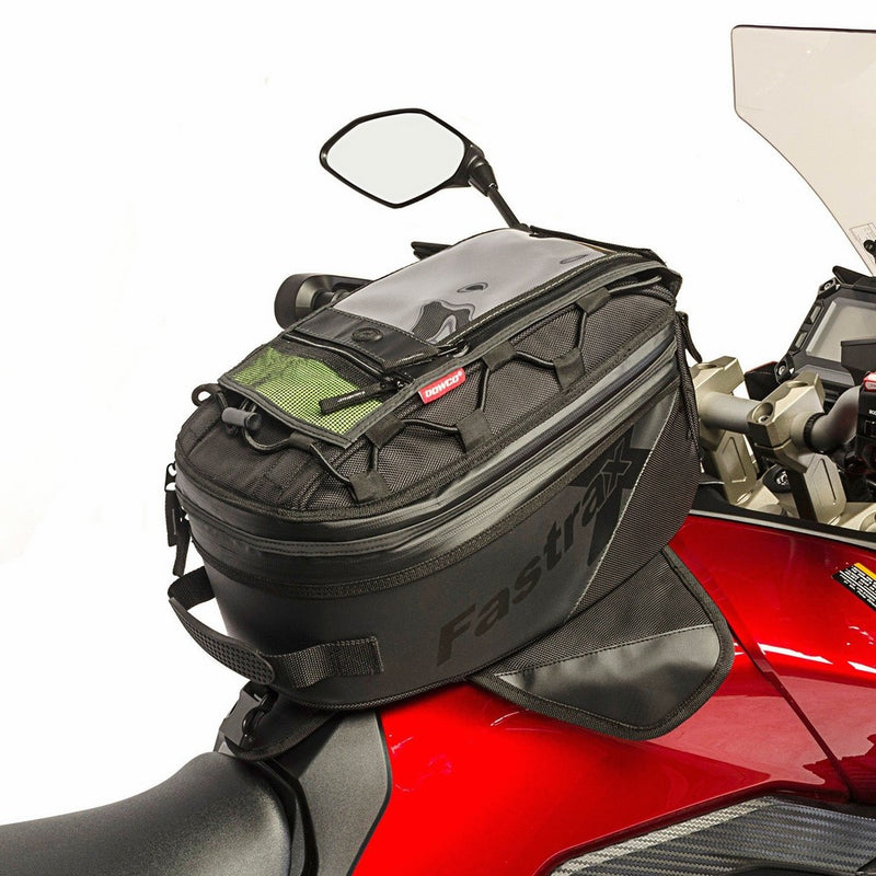 Fastrax by Dowco 50143-00 Backroads Series: Water Resistant Reflective Motorcycle Tank Bag, Black, 27 Liter Capacity