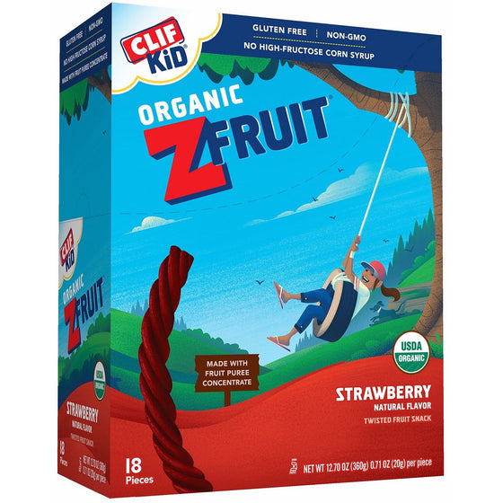 CLIF KID ZFRUIT - Organic Fruit Rope - Strawberry - (0.7 Ounce Rope, 18 Count)