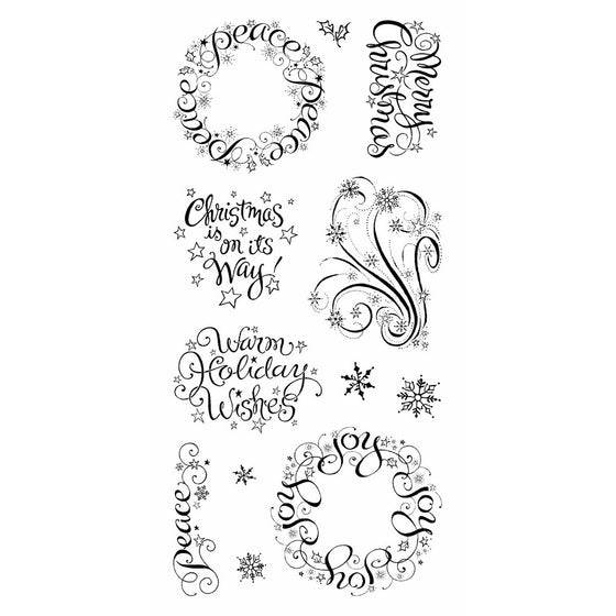 Inkadinkado Clear Stamp Set, Warm Holiday Wishes