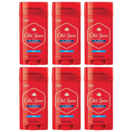 Old Spice Aluminum Free Deodorant for Men Classic Fresh Stick, Robust Greens Scent, 3.25 Oz (Pack of 6)